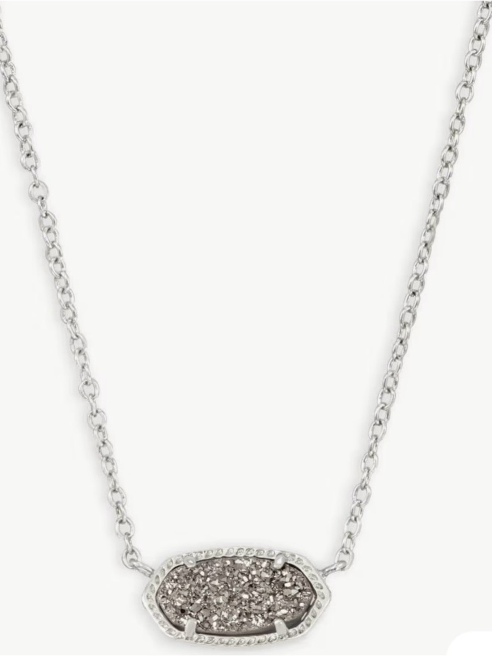 Elisa Silver Pendant Necklace in Platinum Drusy Kendra Scott